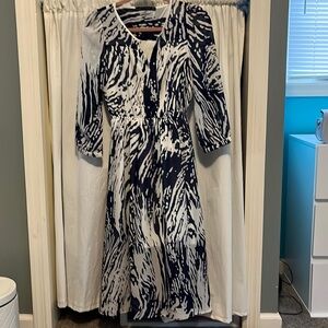 Zara woman Size S- Dress- White with black design